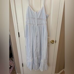 And Now This Elegant Light Blue and White Maxi Dress w Lace Women’s XL Bohemian